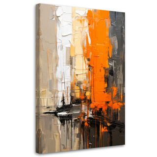 Canvastavla, Modern abstraktion Orange Grå Beige