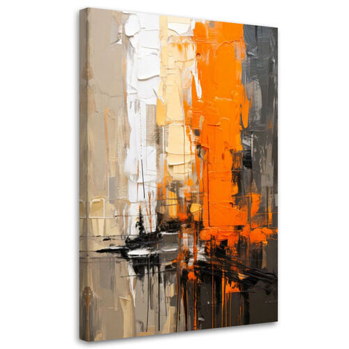 Canvastavla, Modern abstraktion Orange Grå Beige