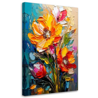 Canvastavla, Blommor Impressionism Gul Orange Färgglad Unik