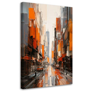 Canvastavla, Stad Gata Perspektiv Abstraktion Orange Modern