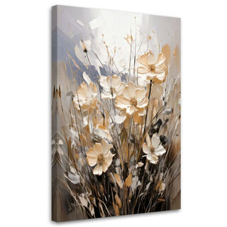Canvastavla, Blommor Akvarell Beige Natur Minimalism