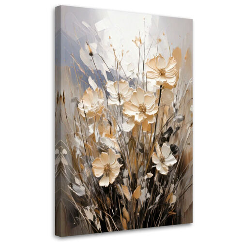 Canvastavla, Blommor Akvarell Beige Natur Minimalism