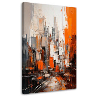Canvastavla, Modern stad Abstraktion Orange Djärv