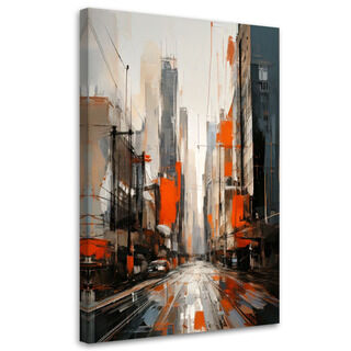 Canvastavla, Stad (gata) Abstraktion Orange Grå Modern