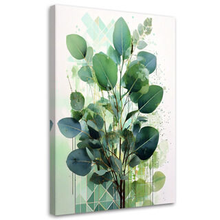 Canvastavla, Gröna blad Geometriskt Natur Akvarell