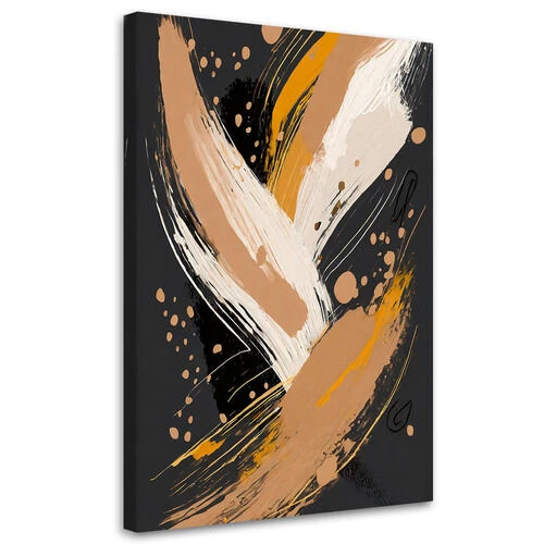 Canvastavla, Abstrakt pensel beige mörk bakgrund