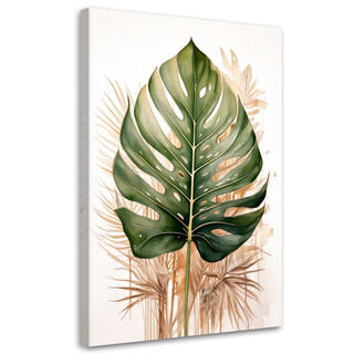 Canvastavla, Grön akvarell monstera blad natur