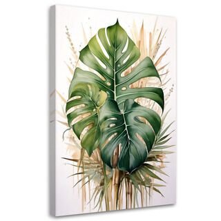 Canvastavla, Grön botanisk akvarell monstera blad