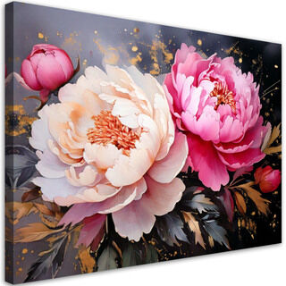 Canvastavla, Pioner rosa blommor