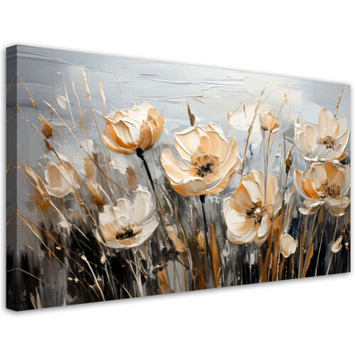 Canvastavla, Blommor Bukett Akvarell Beige Gräs