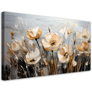 Canvastavla, Beige Blommor på en äng