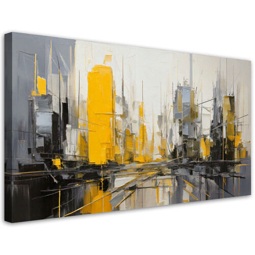 Canvastavla, Stadsabstraktion gul grå minimalism
