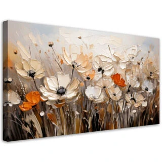 Canvastavla, Blommor på en äng beige