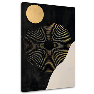 Canvastavla, Cirkel linjer abstrakta svart guld minimalism