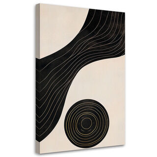 Canvastavla, Abstrakta linjer cirkel beige svart minimalism