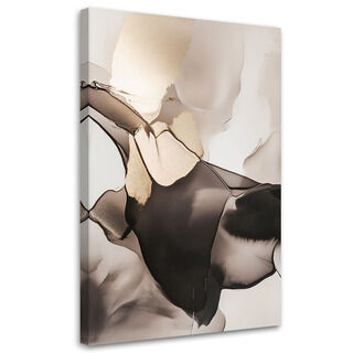Canvastavla, 3D abstrakta beige bruna moderna