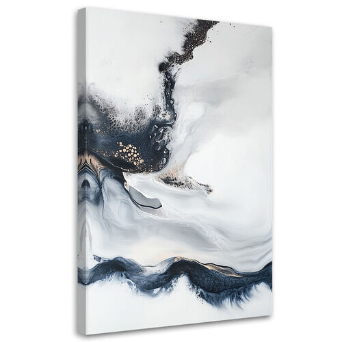 Canvastavla, Abstrakt Flytande linjer Svart Vit Minimalism