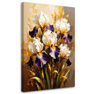Canvastavla, Iris blommor på beige bakgrund