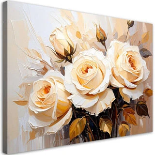 Canvastavla, Krämfärgade rosor Blommor