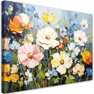 Canvastavla, Färgglada vildblommor imitation av färg