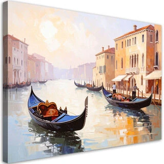 Canvastavla, Italien Venedig gondoler vy