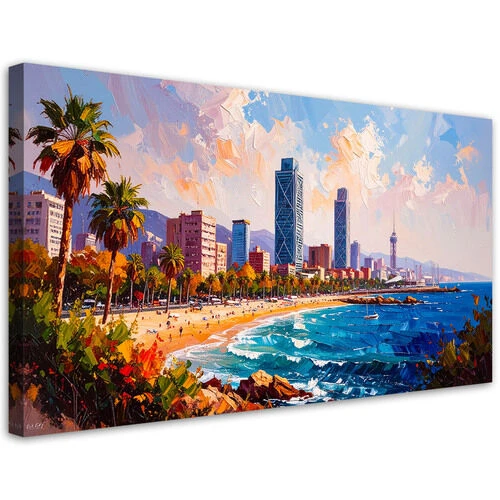 Canvastavla, Strand Barcelona Spanien
