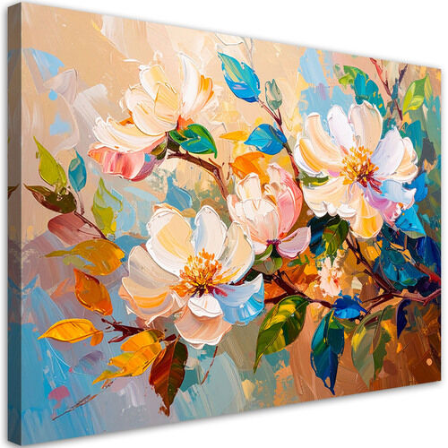 Canvastavla, Färgglada blommor Blad Natur