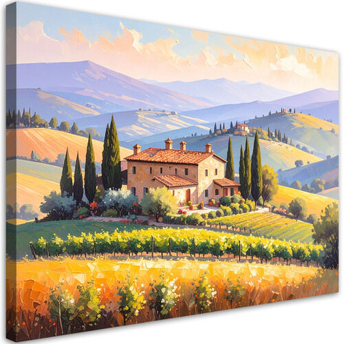 Canvastavla, Toscana Landskap Hus på en kulle