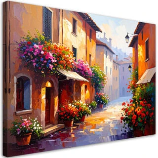 Canvastavla, Italienska gator blommor hus