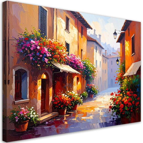 Canvastavla, Italienska gator blommor hus