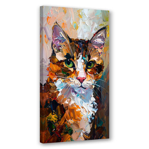 Canvastavla, Abstrakt färgglad katt