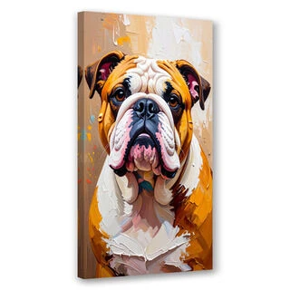 Canvastavla, Bulldog Hund Djur Beige