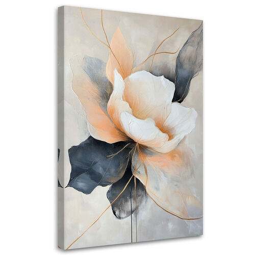 Canvastavla, Abstrakt blomma beige grå