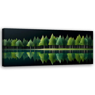 Canvastavla, Green Forest Lake Nature - (120x40)