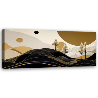 Canvastavla, Landskap Abstraktion Glamour Guld - (90x30)