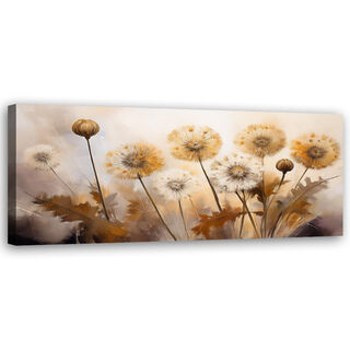 Canvastavla, Blower Plants Blommor på beige bakgrund - (120x40)