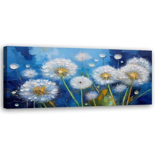 Canvastavla, Blåsväxter Blommor Droppar av Rosy - (120x40)