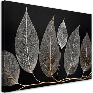 Canvastavla, Minimalism Bladkvist Glamour Silver - (60x40)