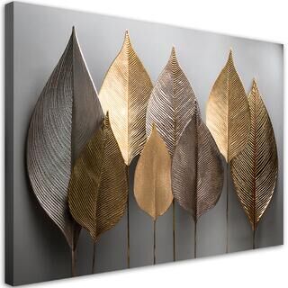 Canvastavla, Minimalism Gold Leafs Abstrakt - (120x80)