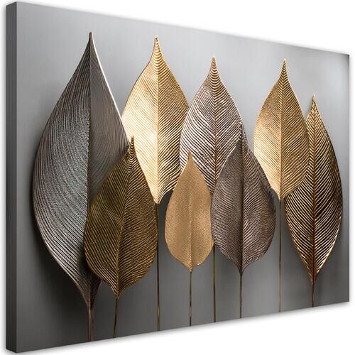 Canvastavla, Minimalism Gold Leafs Abstrakt - (120x80)