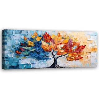 Canvastavla, Kärleksträd lämnar färgglada växter - (120x40)