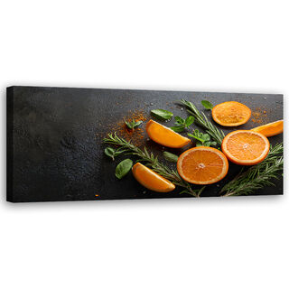 Canvastavla, Apelsiner Frukt Kryddor Mat för kök - (90x30)