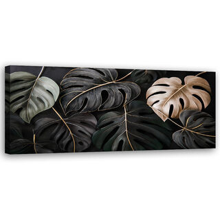 Canvastavla, Monstera lämnar växter Tropiska växter - (120x40)