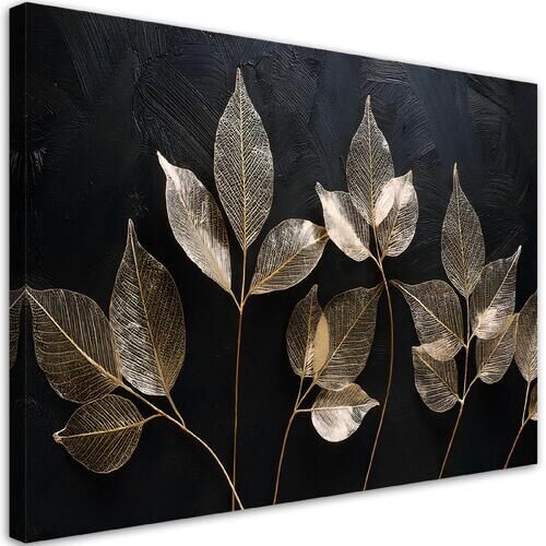 Canvastavla, Minimalism lämnar växter Glamour Abstrakt - (90x60)
