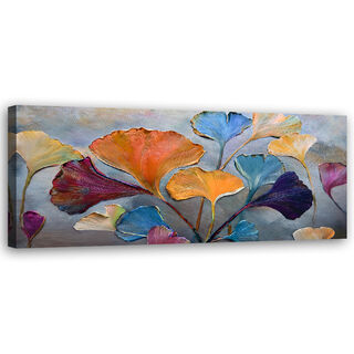 Canvastavla, Blommor Ginko färgade - (120x40)