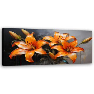 Canvastavla, Lilja Blommor Orange - (150x50)