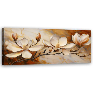 Canvastavla, Magnolias Glamour Branch Marmorerad - (150x50)