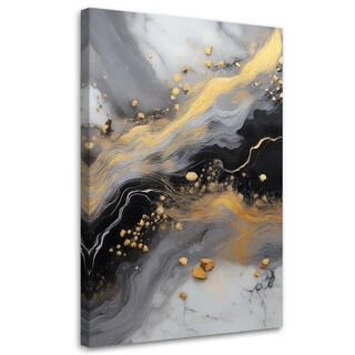 Canvastavla, Abstraktion Marmor Guld Svart - (60x90)