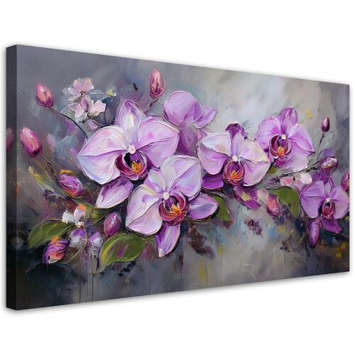 Canvastavla, Orkidé lila blomma sammansättning - (80x40)