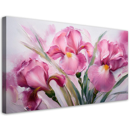 Canvastavla, Iris rosa målade blommor - (100x50)
